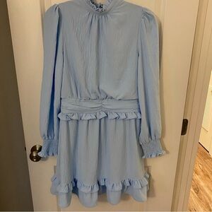TCEC Baby Blue Ruffled Long Sleeve Dress